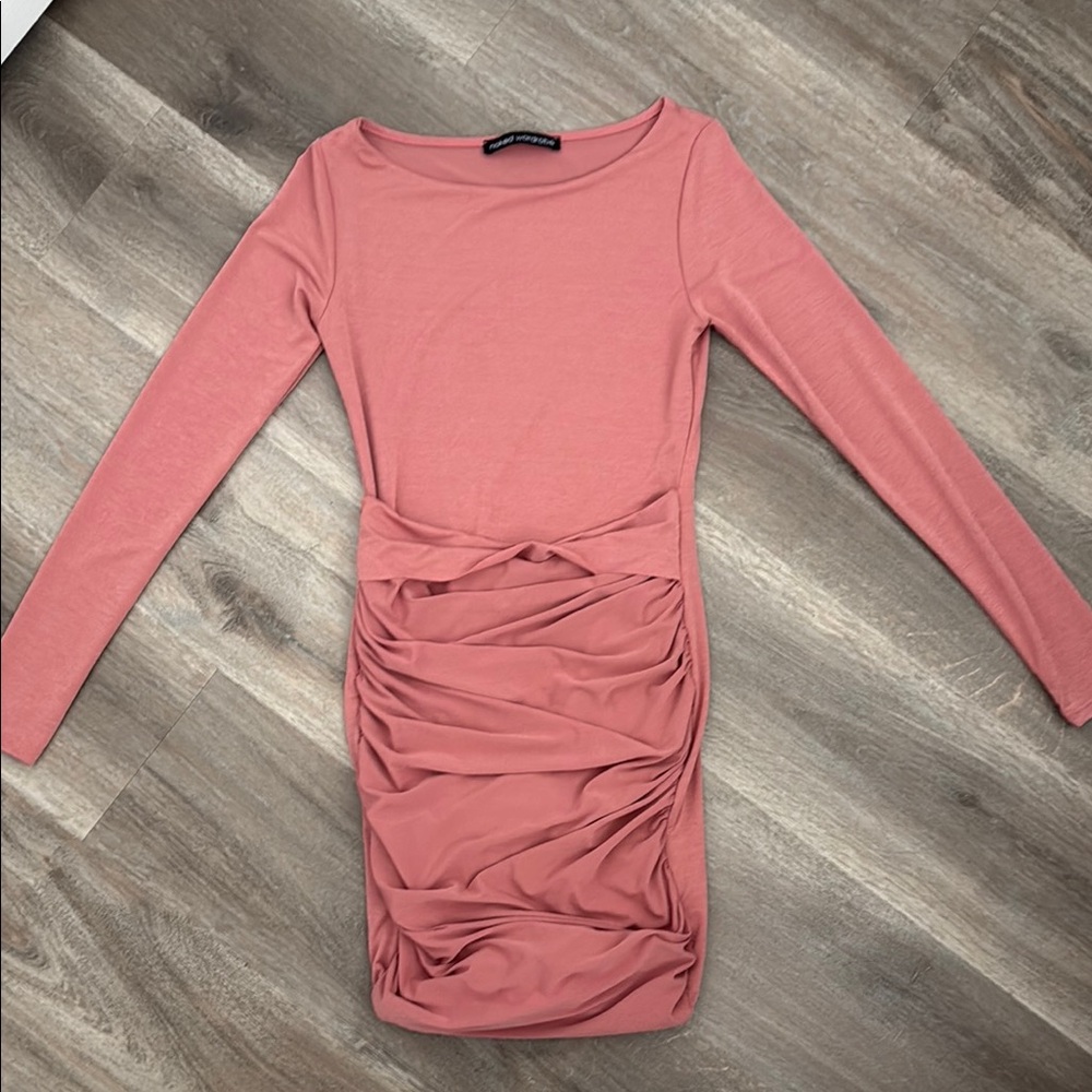 Elegant Pink Ruched Dress